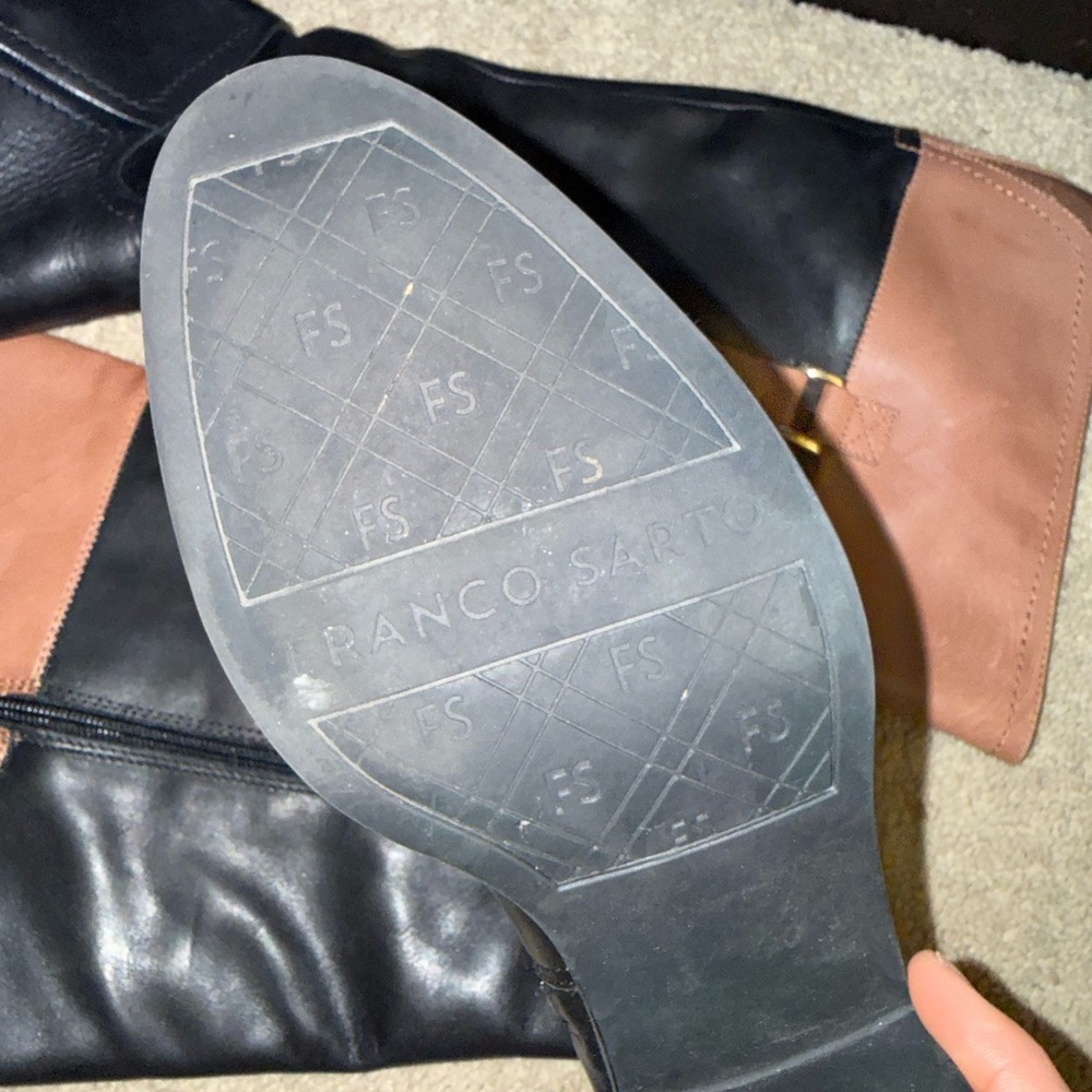 Franco Sarto Black Brown Riding Boots Wide Calf Size 8 - Picture 5 of 7